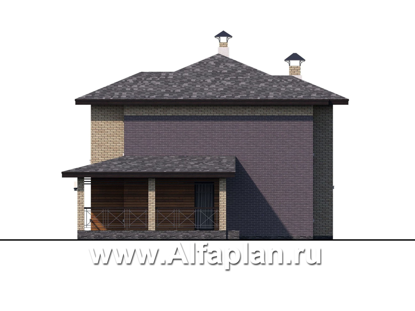 Проекты домов Альфаплан - «Стимул» - рациональный загородный дом с навесом для машины - изображение фасада №2