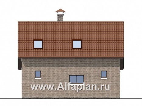 Проекты домов Альфаплан - "Отдых" - проект дома для дачи с мансардой и большой террасой - превью фасада №2