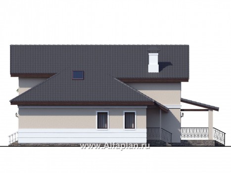 Проекты домов Альфаплан - «Любвино» - проект дома с мансардой, с террасой и с биллиардной, в классическом стиле, русская усадьба - превью фасада №2