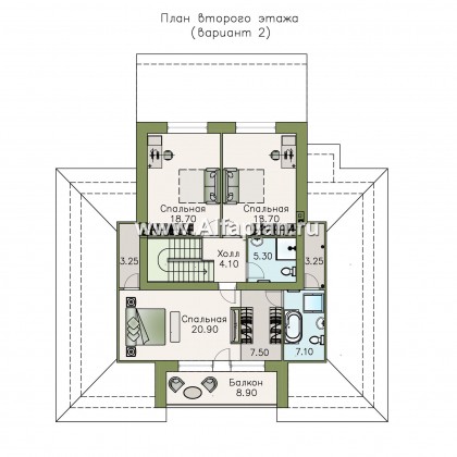 Проекты домов Альфаплан - «Любвино» - проект дома с мансардой, с террасой и с биллиардной, в классическом стиле, русская усадьба - превью плана проекта №3