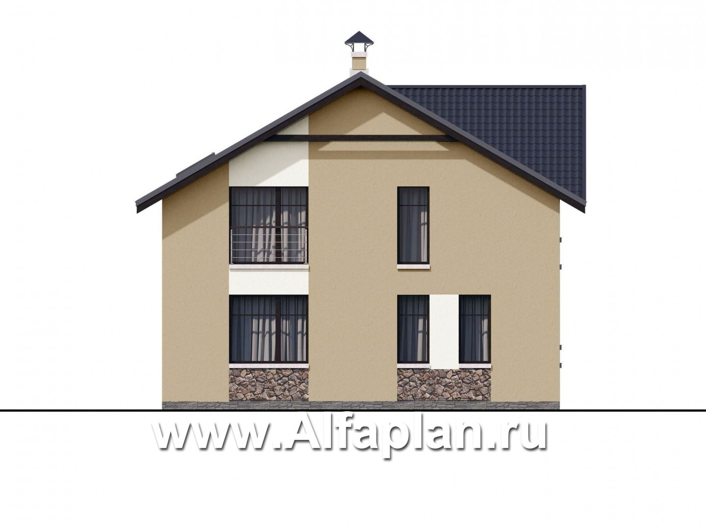 Проекты домов Альфаплан - «Заря» - уютный мансардный дом с балконом - изображение фасада №4