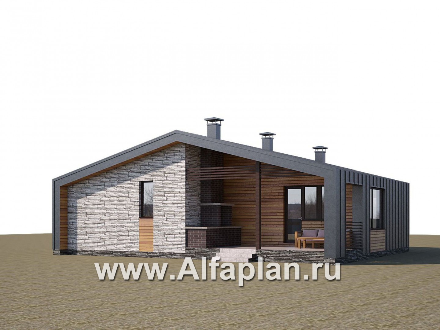Проекты домов Альфаплан - «Альфа» - каркасный коттедж с фальцевыми фасадами - дополнительное изображение №2