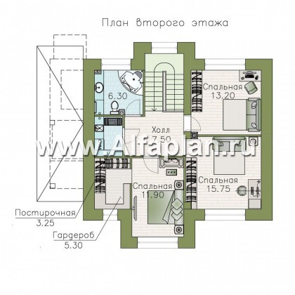 Проекты домов Альфаплан - Загородный дом с четырьмя спальными комнатами - превью плана проекта №2