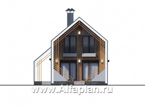 Проекты домов Альфаплан - «Сигма» - стильный двухэтажный каркасный дом - превью фасада №1