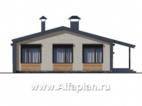 Проекты домов Альфаплан - «Йота» - каркасный дом с двускатной кровлей. Увеличены спальни - превью фасада №4