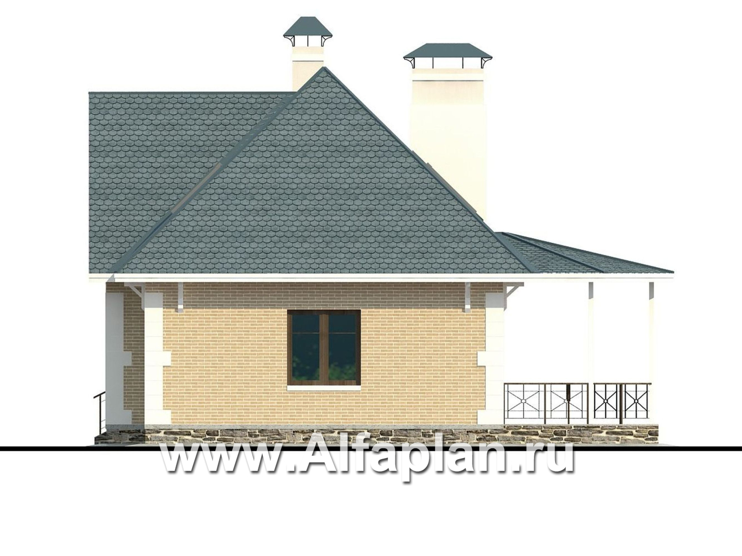 Проекты домов Альфаплан - «Летний вечер» - небольшой дом для жизни загородом - изображение фасада №2