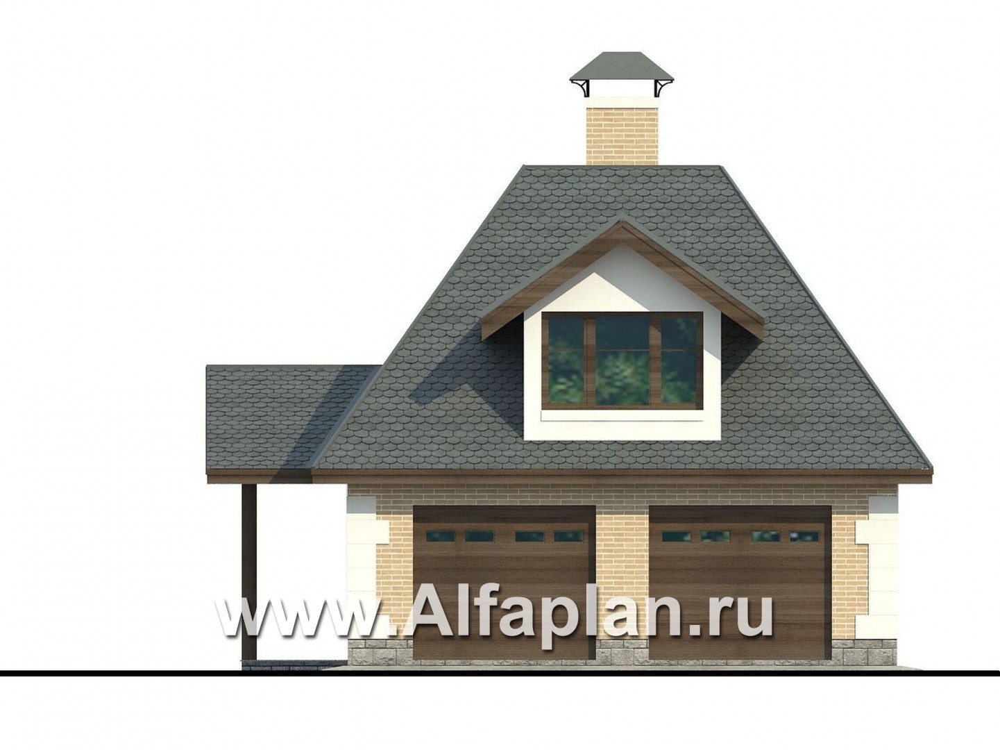 Проекты домов Альфаплан - Гараж со студией в  мансарде - изображение фасада №1