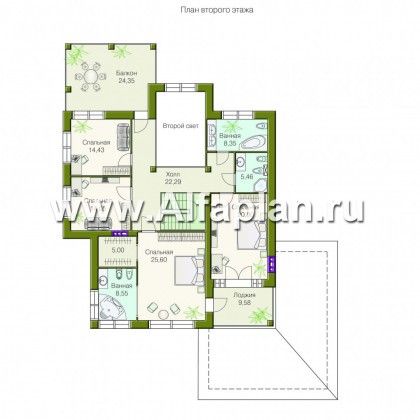 Проекты домов Альфаплан - «Елагин» - классический особняк с комфортной планировкой - превью плана проекта №2