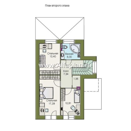 «Вишневый сад» - проект небольшого дома с мансардой (дача), в стиле шале - превью план дома