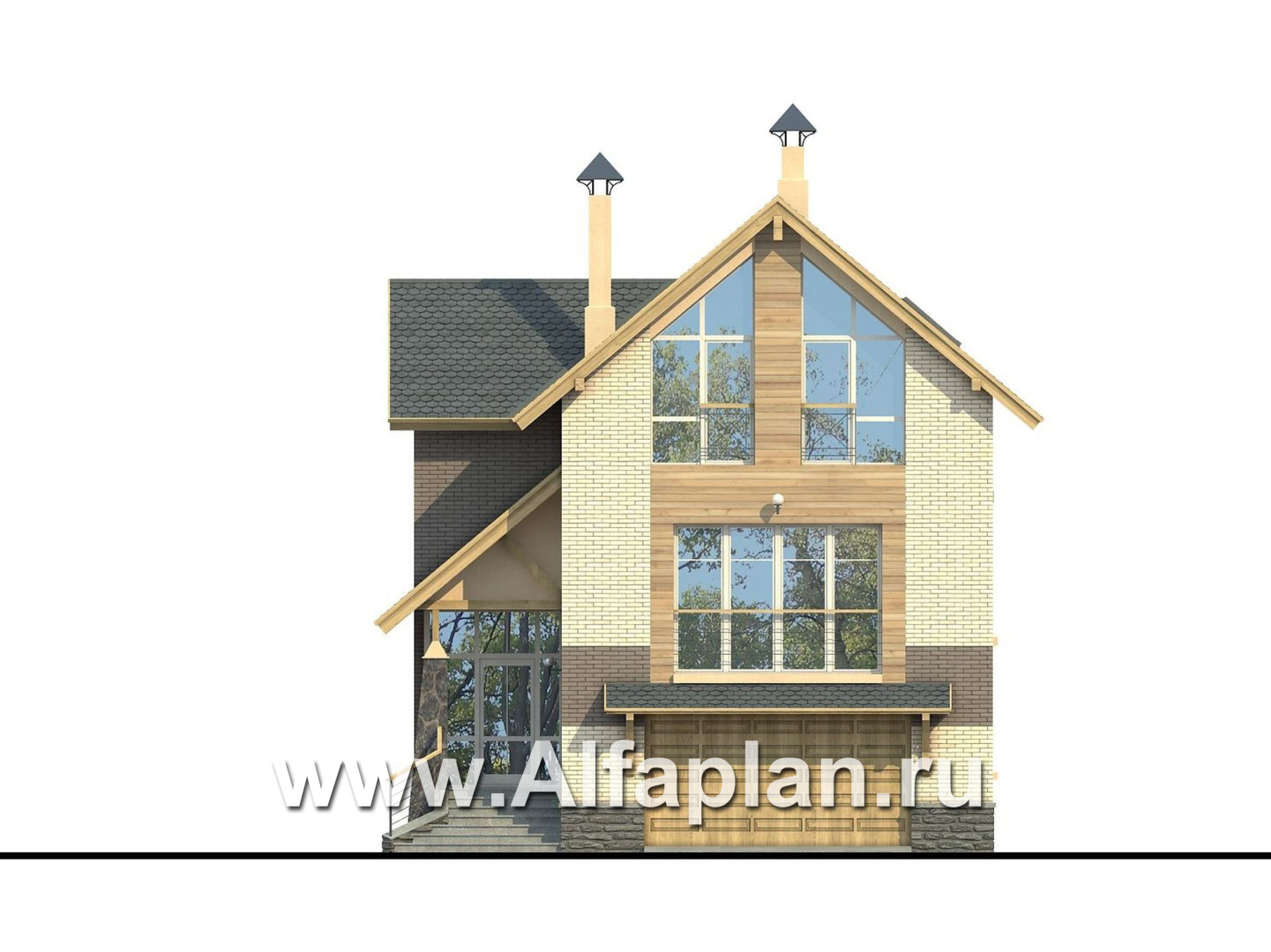 Проекты домов Альфаплан - «Эврика!» - удобный дом из блоков или кирпичей для маленького участка - изображение фасада №1