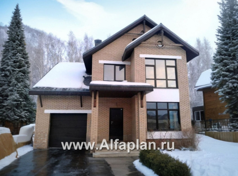 «Дженни Врен» - проект двухэтажного дома из кирпича с фото, планировка с эркером и с гаражом, в русском стиле - превью дополнительного изображения №1