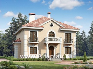 Превью проекта ««Апраксин» - проект двухэтажного дома, с террасой и с балконом, в стиле Петровское барокко»