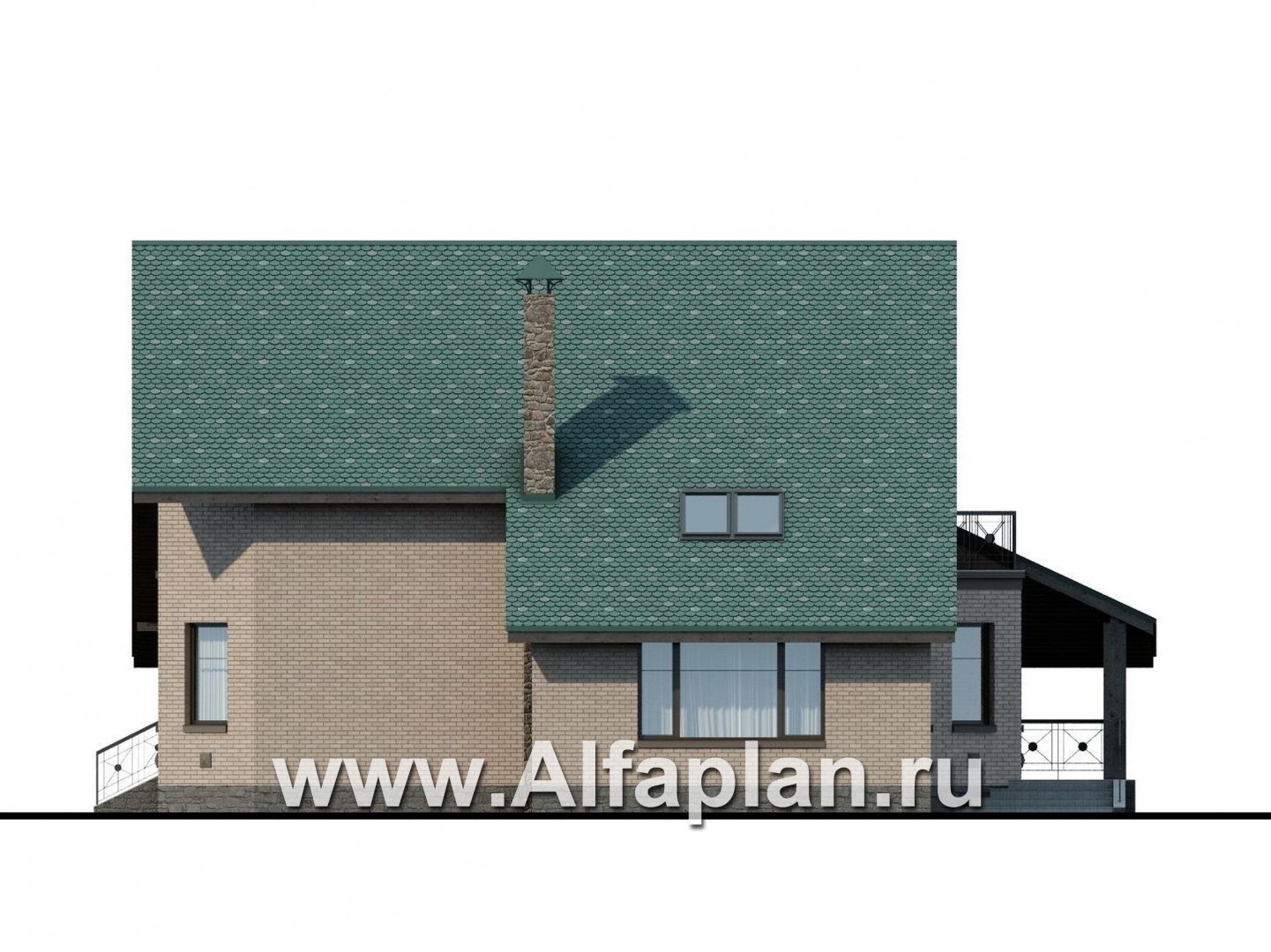 Проекты домов Альфаплан - «Эгоист» - прекрасный дом для жизни за городом - изображение фасада №4