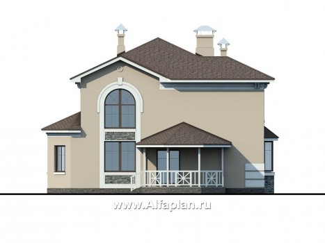 «Белоостров» - красивый проект двухэтажного дома, планировка с кабинетом на 1 эт, терраса, эркер в столовой - превью фасада дома