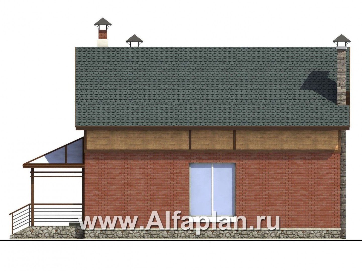 Проекты домов Альфаплан - «Вишневый сад» - проект небольшого дома или дачи - изображение фасада №3