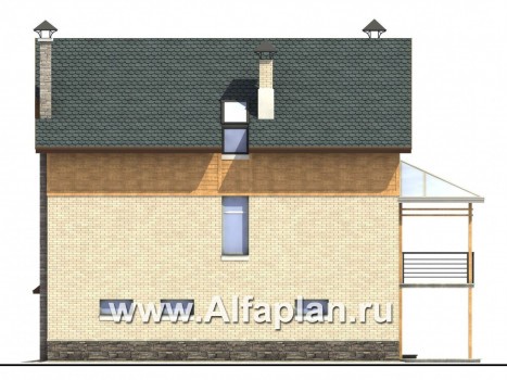 Проекты домов Альфаплан - «Экспрофессо» - комфортный дом для узкого участка - превью фасада №2