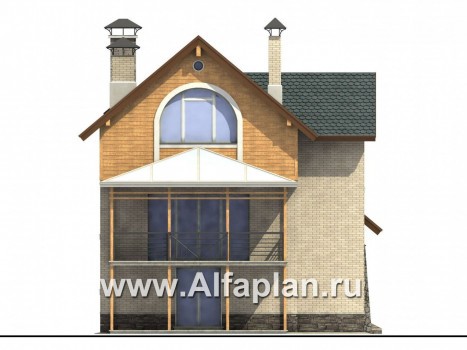 Проекты домов Альфаплан - «Экспрофессо» - комфортный дом для узкого участка - превью фасада №4