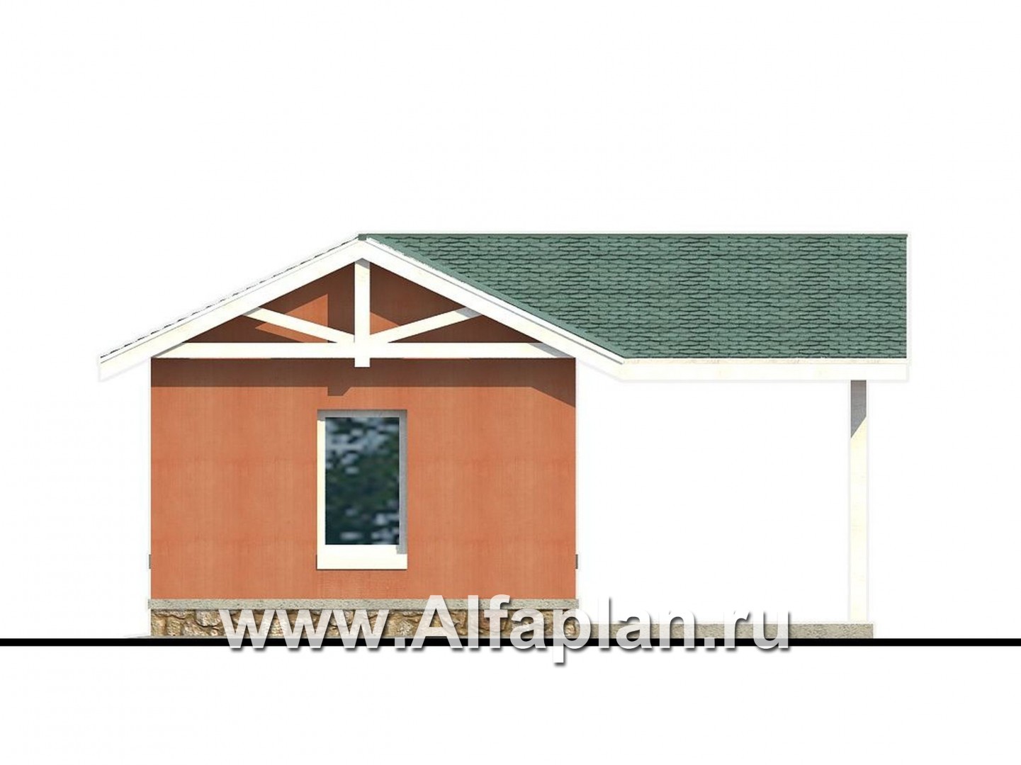 Проекты домов Альфаплан - Закрытый гараж и навес для авто - изображение фасада №4