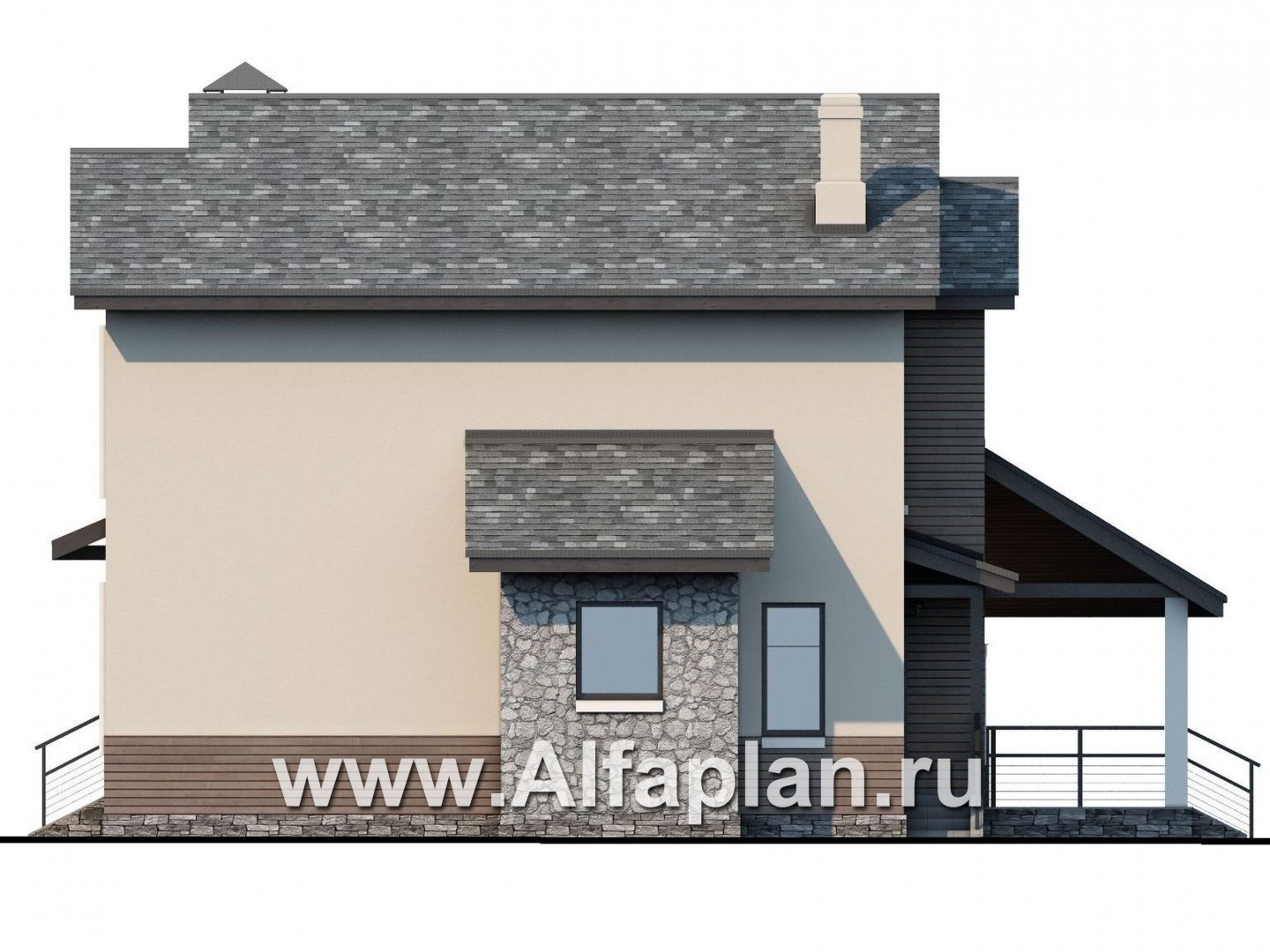 Проекты домов Альфаплан - Современный кирпичный дом «Прагма» - изображение фасада №2