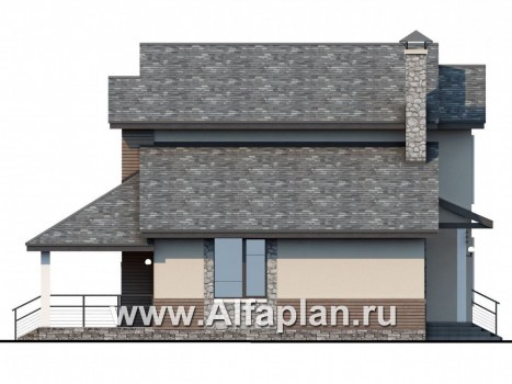 Проекты домов Альфаплан - Современный кирпичный дом «Прагма» - превью фасада №3