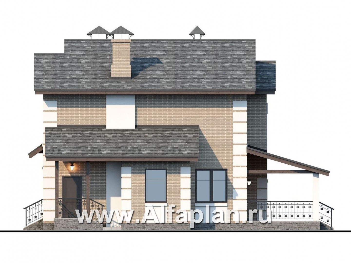 Проекты домов Альфаплан - «Verum»- компактный коттедж с удобным планом - изображение фасада №2