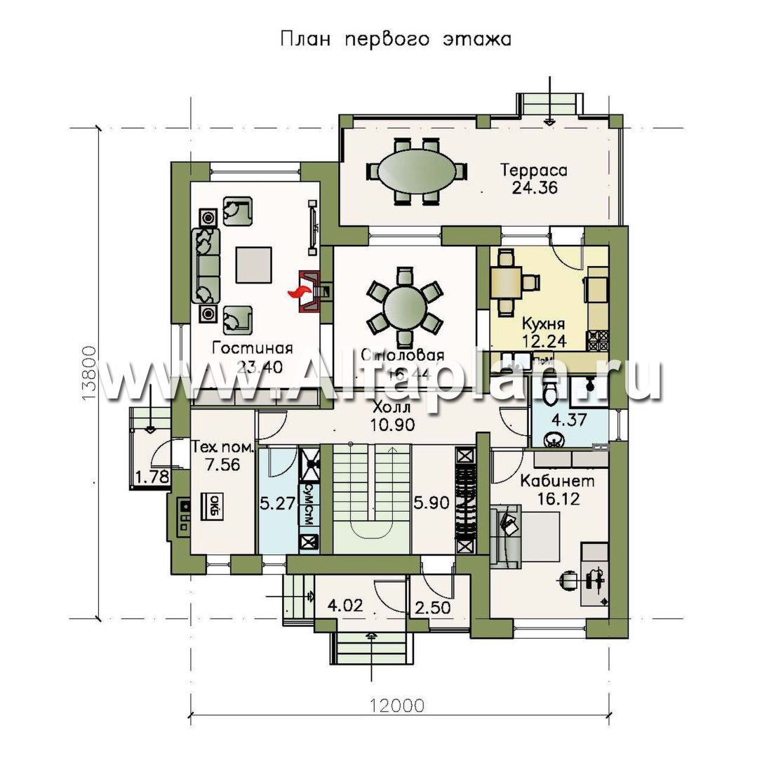 Проекты домов Альфаплан - «Айвенго»- двуxэтажный особняк для большой семьи с жилой мансардой - план проекта №1