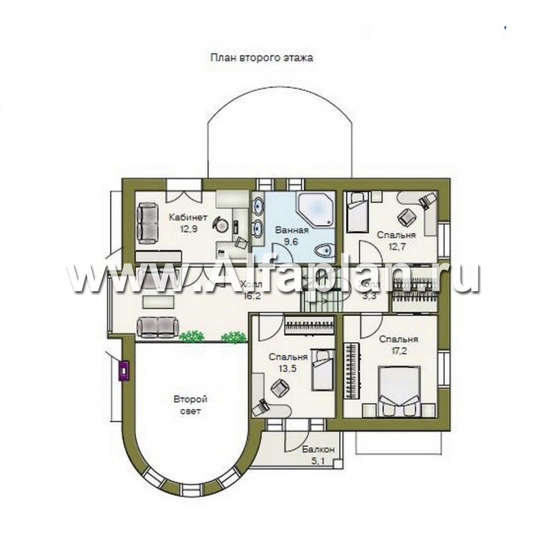 Проекты домов Альфаплан - «Онегин» - представительный загородный дом в стиле замка - изображение плана проекта №2
