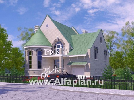 Проекты домов Альфаплан - «Онегин» - представительный загородный дом в стиле замка - превью дополнительного изображения №1