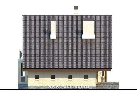 Проекты домов Альфаплан - «Грюсгот» - проект  коттеджа с гаражом и верандой - превью фасада №3