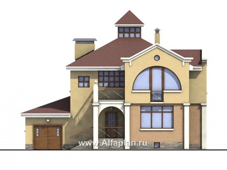 «Принцесса на горошине»  - проект двухэтажного дома, планировка с кабинетом на 1 эт, с террасой, с цокольным этажом - превью фасада дома