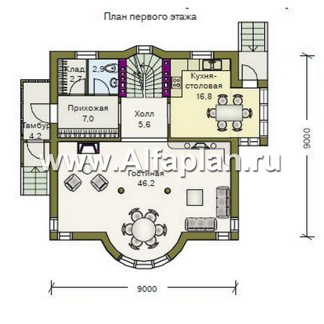 Проекты домов Альфаплан - «Дом светлячка» - трехэтажный дом с мансардой - изображение плана проекта №2