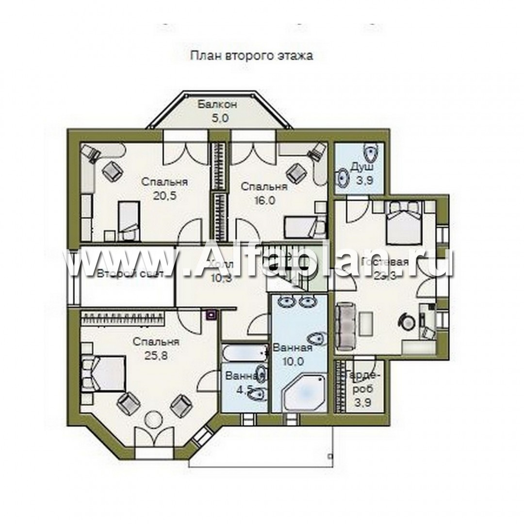 Проекты домов Альфаплан - «Престиж» - удобный и просторный коттедж - план проекта №3