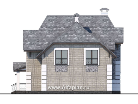 Проекты домов Альфаплан - «Ясная поляна» - удобный коттедж для большой семьи с бильярдной - превью фасада №2