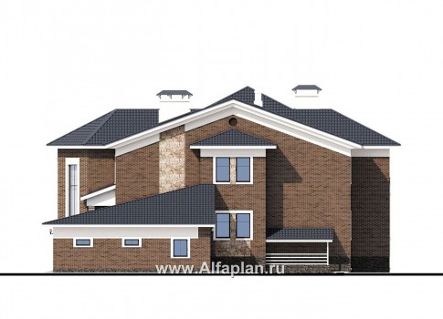 Проекты домов Альфаплан - «Пятьсот квадратов» — комфортабельный загородный особняк бизнес-класса - превью фасада №2
