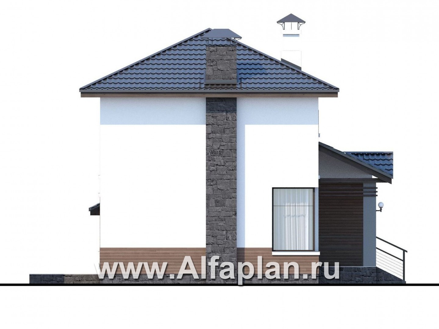 Проекты домов Альфаплан - Кирпичный дом «Карат» с гаражом навесом - изображение фасада №3
