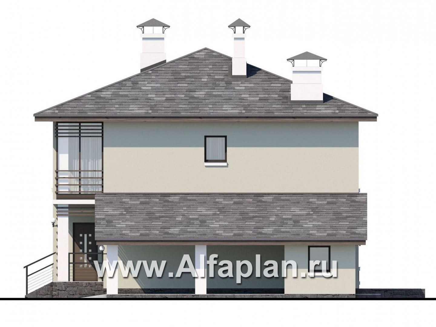 Проекты домов Альфаплан - «Эволюция» - удобный современный коттедж - изображение фасада №2
