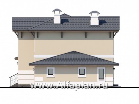 «Невский стиль» - проект двухэтажного дома из кирпича, с гаражом на 1 авто, в стиле эклектика - превью фасада дома