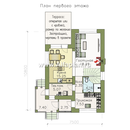 Проекты домов Альфаплан - «Каюткомпания» - экономичный дом для небольшой семьи и маленького участка - превью плана проекта №1