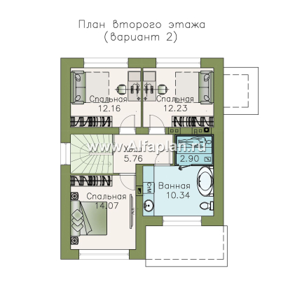 Проекты домов Альфаплан - Двухэтажный дом из кирпича «Бухта счастья» для небольшого участка - превью плана проекта №3