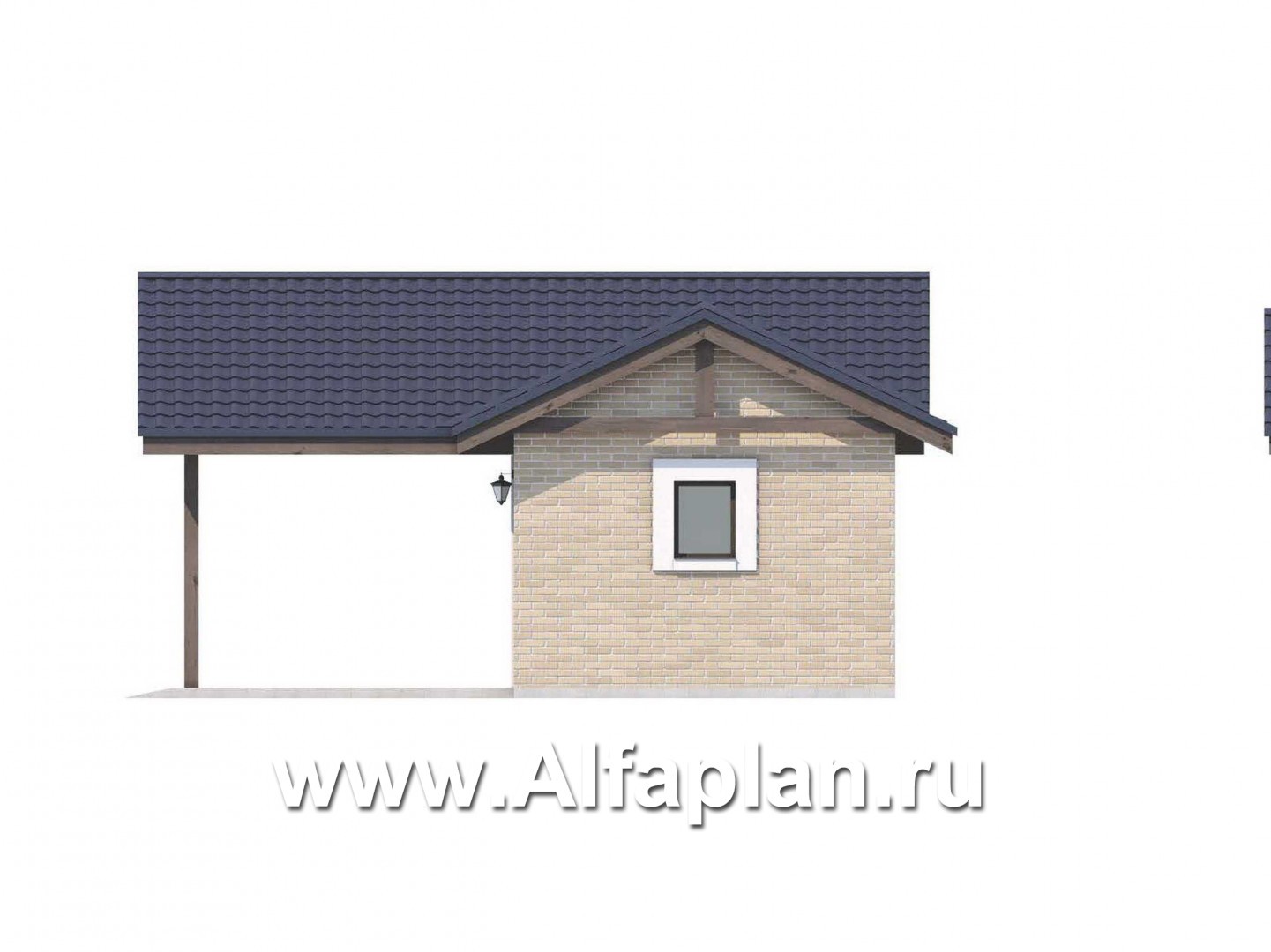 Проекты домов Альфаплан - Навес стоянка для 2 авто с небольшой кладовой - изображение фасада №2