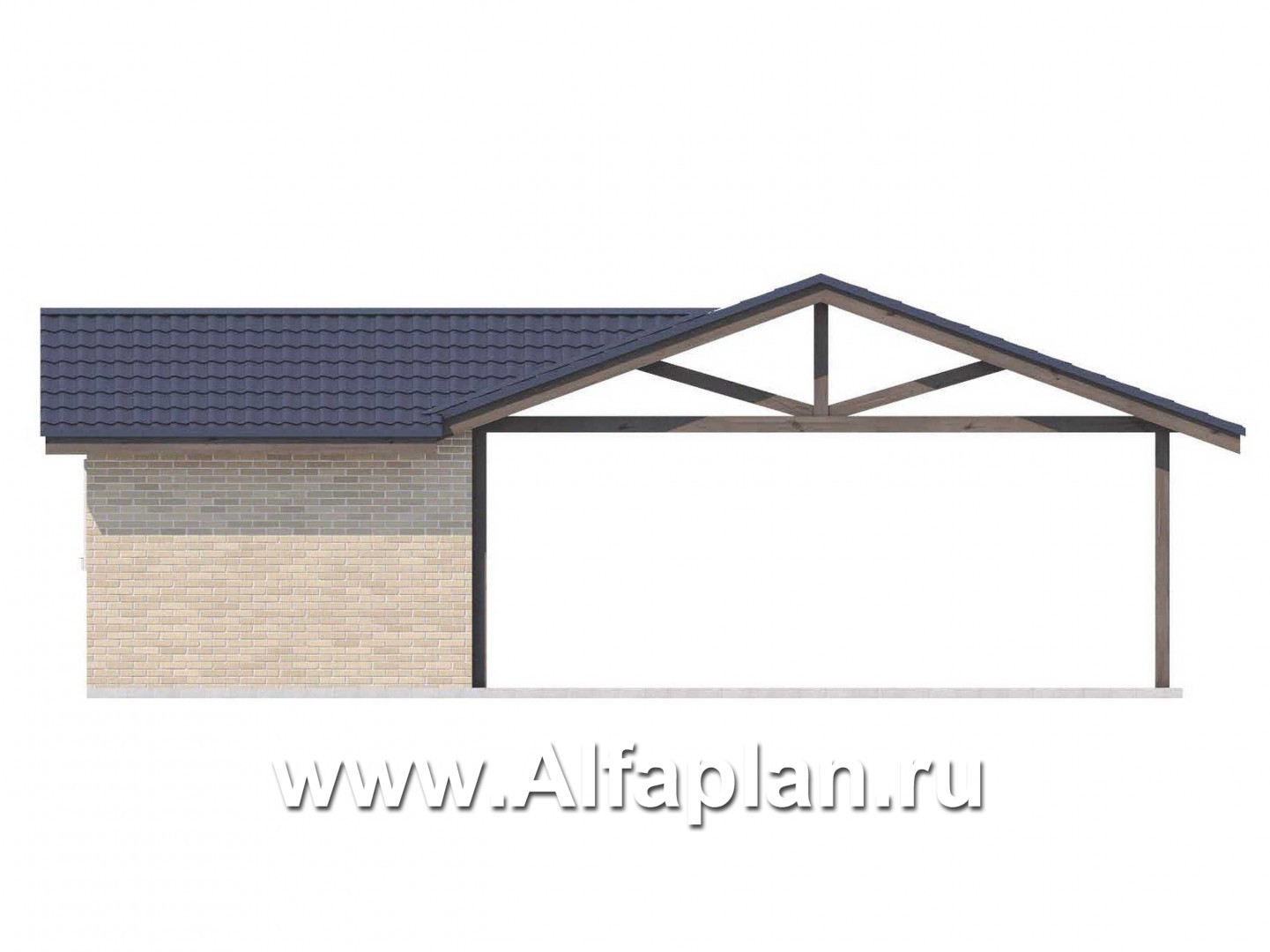 Проекты домов Альфаплан - Навес стоянка для 2 авто с небольшой кладовой - изображение фасада №4