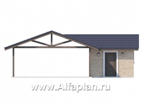 Проекты домов Альфаплан - Навес стоянка для 2 авто с небольшой кладовой - превью фасада №1