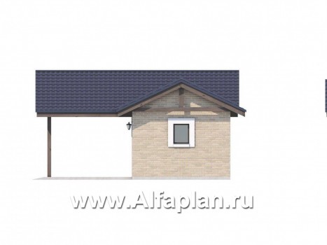 Проекты домов Альфаплан - Навес стоянка для 2 авто с небольшой кладовой - превью фасада №2
