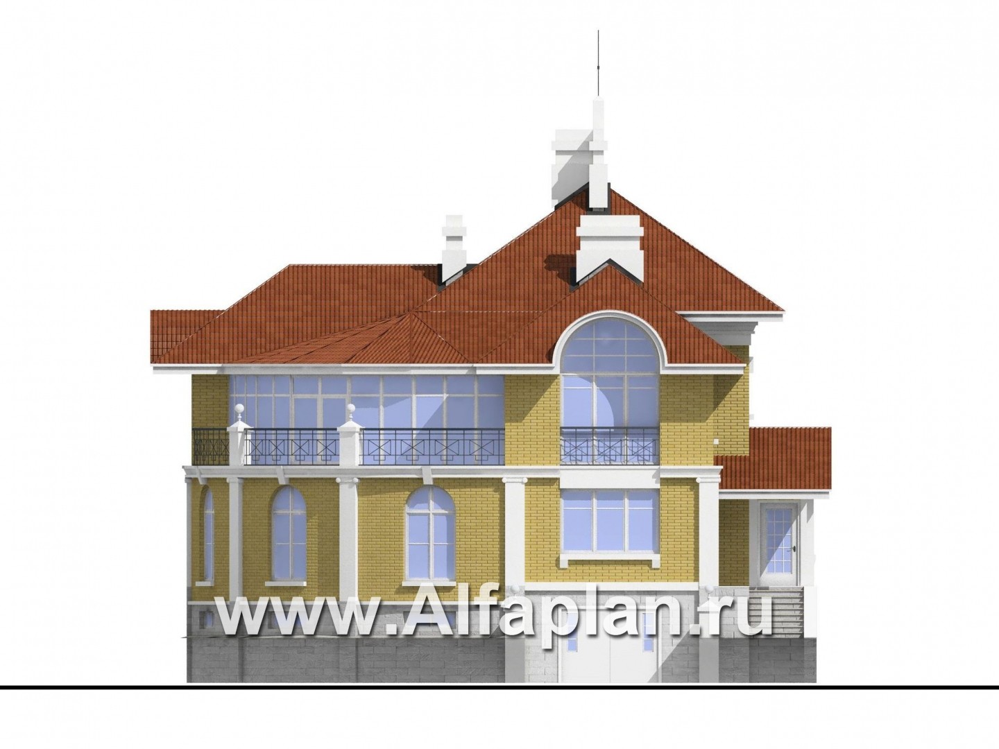 Проекты домов Альфаплан - «Флоренция» - дом в стиле эпохи Возрождения с крытой террасой - изображение фасада №1