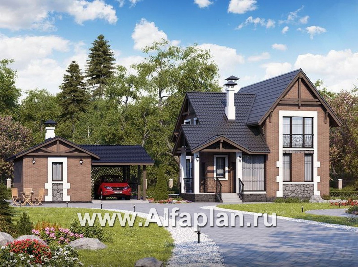 Проекты домов Альфаплан - «Кадет»_ДУО - основное изображение