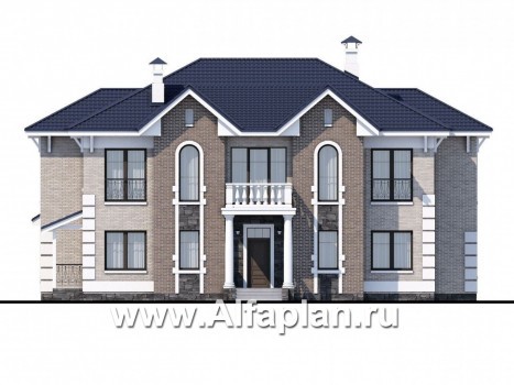Проекты домов Альфаплан - «Воронцов» - комфортабельная вилла для большой семьи - превью фасада №1