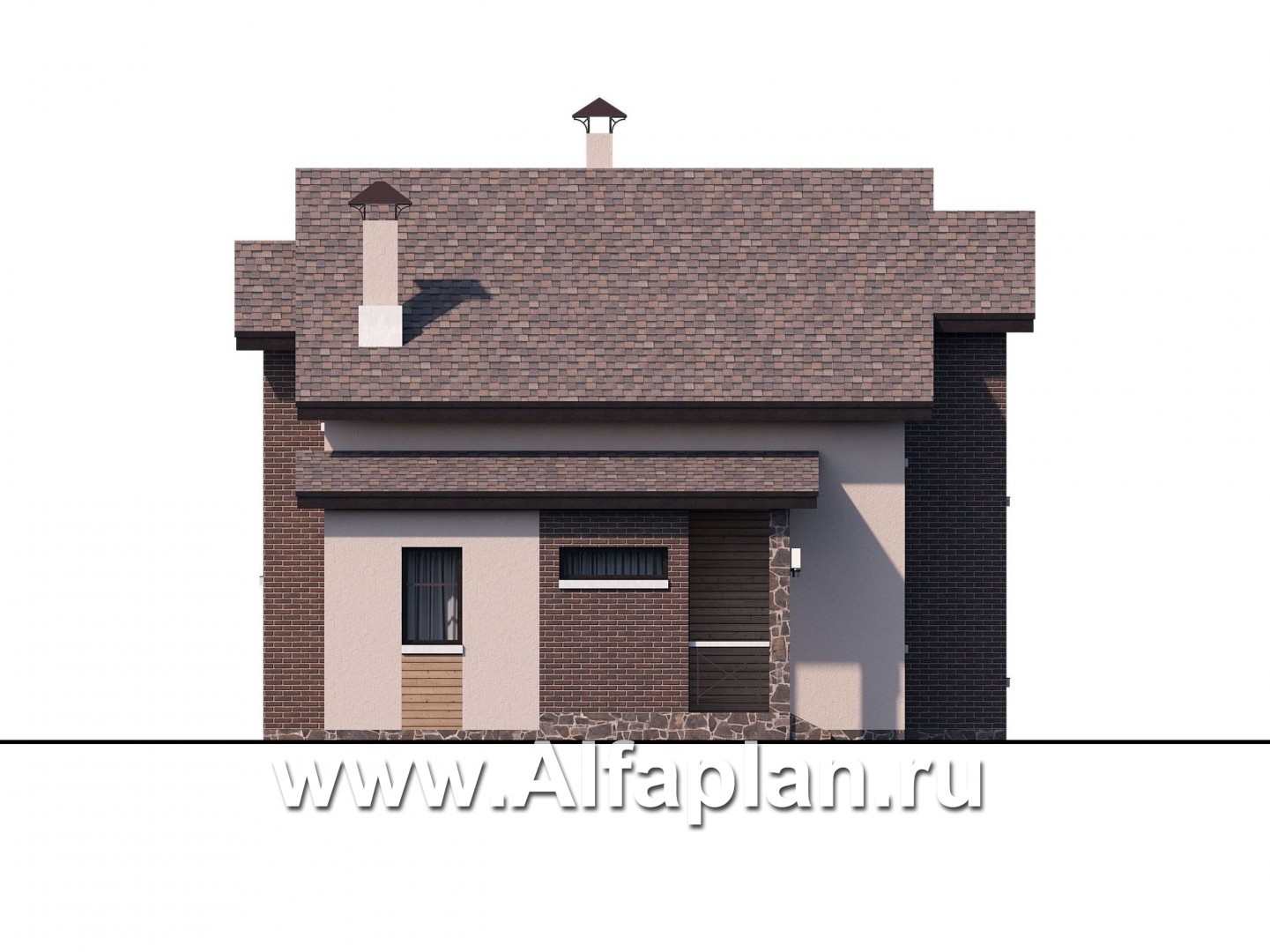 Проекты домов Альфаплан - Уютный загородный дом с двускатной кровлей - изображение фасада №3