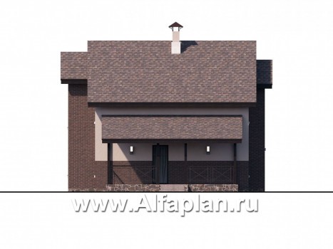 Проекты домов Альфаплан - Уютный загородный дом с двускатной кровлей - превью фасада №2