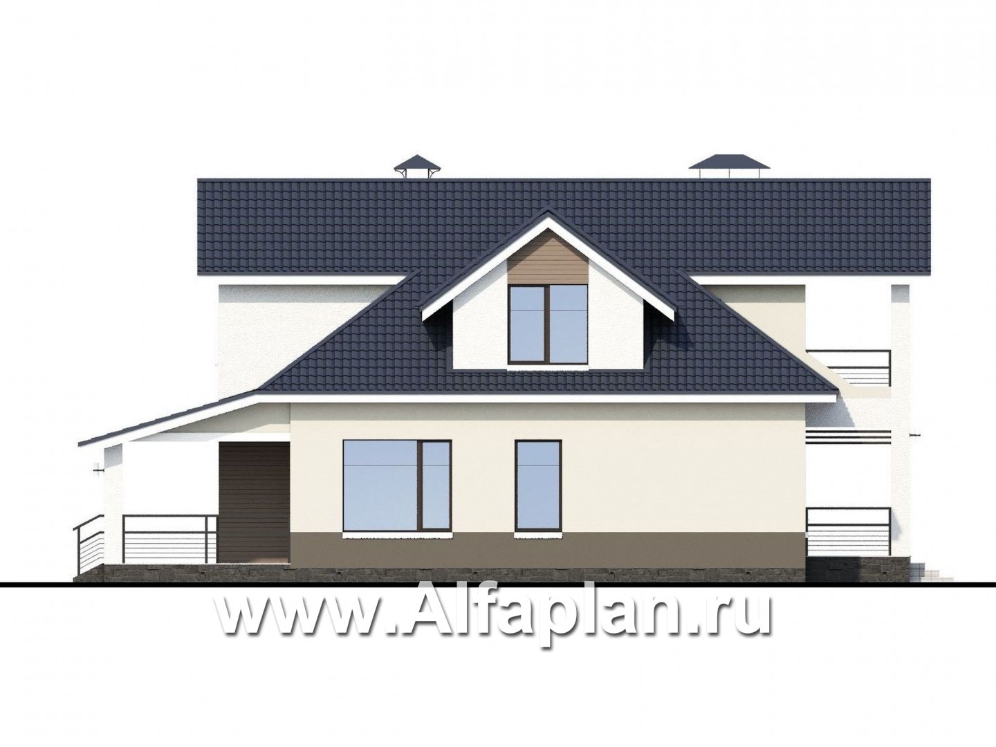 Проекты домов Альфаплан - «Кластер Персея» - дом с двумя жилыми комнатами на 1 эт и с мансардой - изображение фасада №3