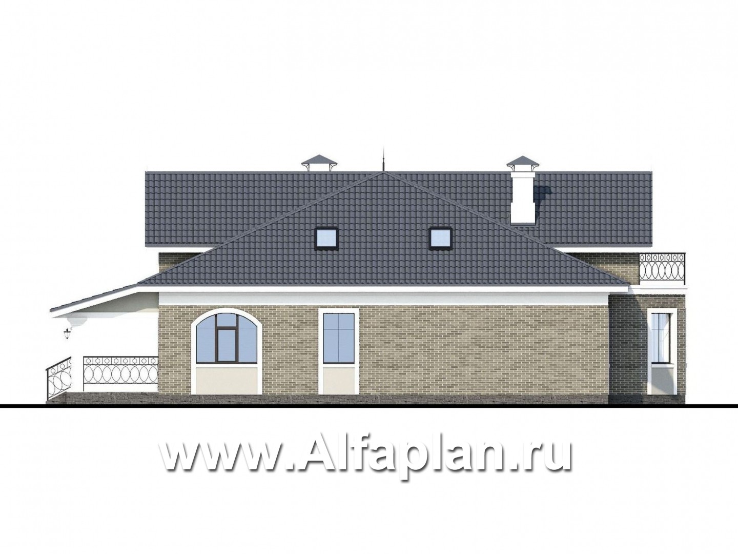 Проекты домов Альфаплан - «Валдай» - мансардный дом с гаражом и красивым эркером - изображение фасада №3